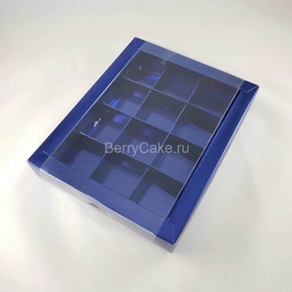 Коробка для конфет 12 шт. синяя 19х15х3 см (РУК)