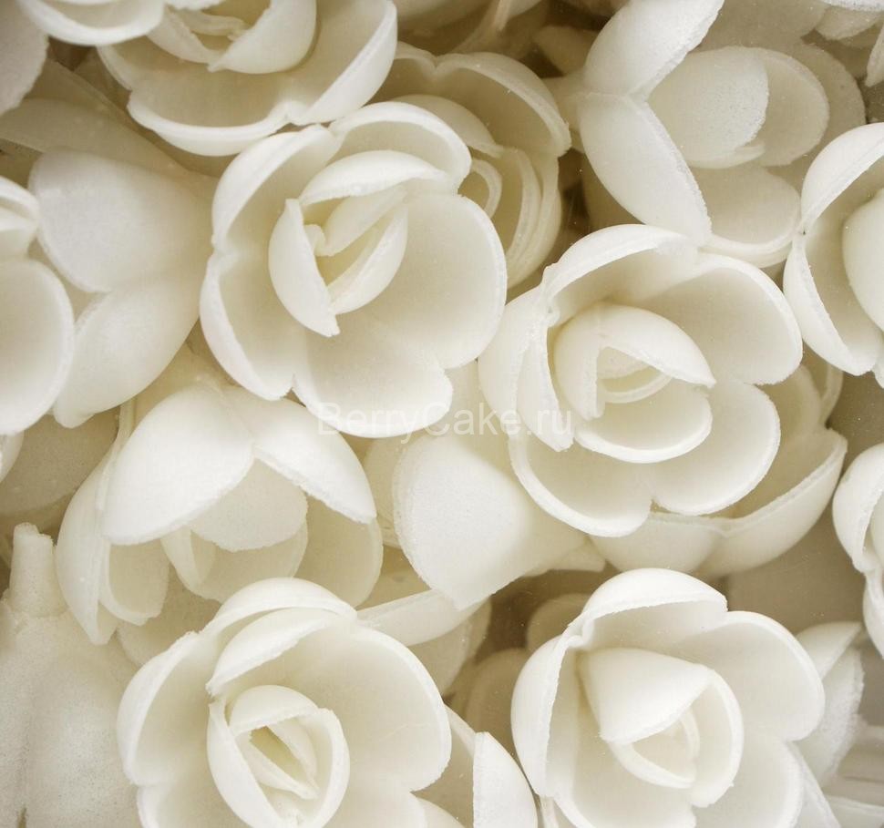 Вафельные розы малые сложные, белые, 5 шт.