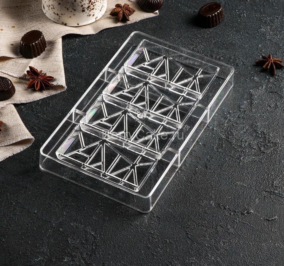 Форма для шоколада «Лайни», 4 ячейки, 20×12×2,5 см, ячейка 8,5×4,2×1 см