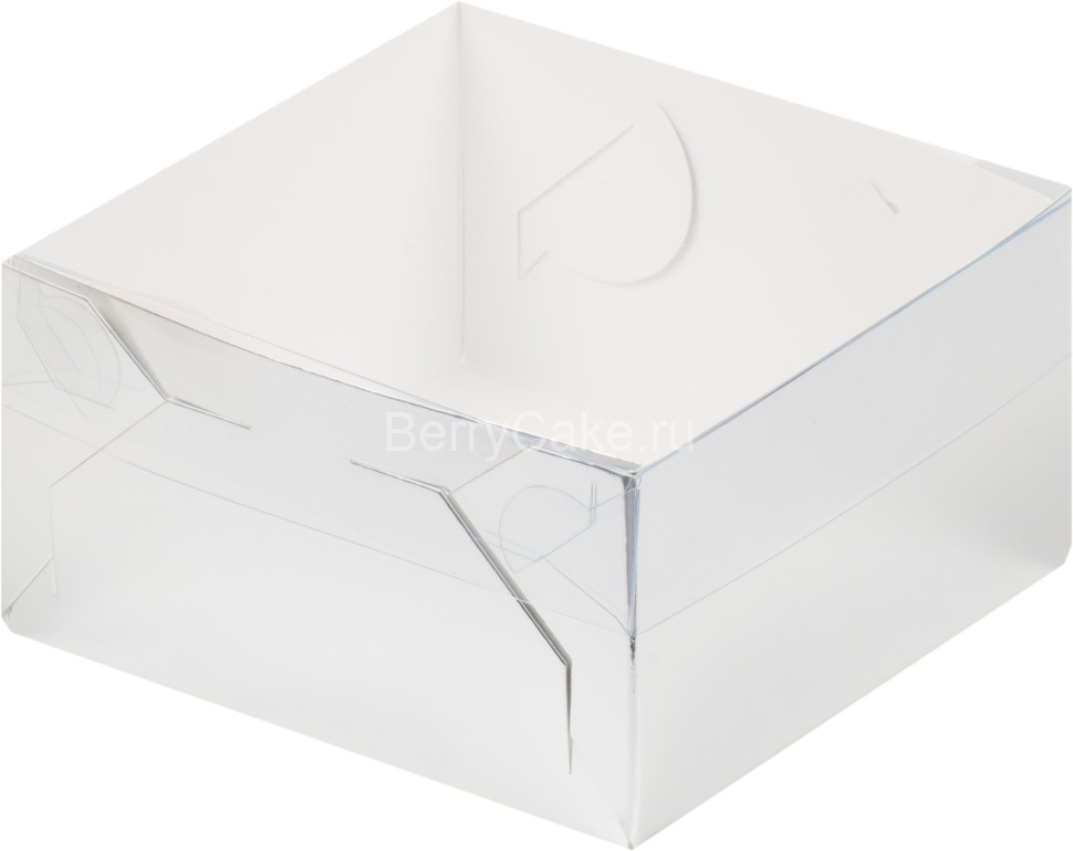 Коробка для зефира, тортов и пирожных с пластиковой крышкой 200*200*70 мм (серебро)(РУК)