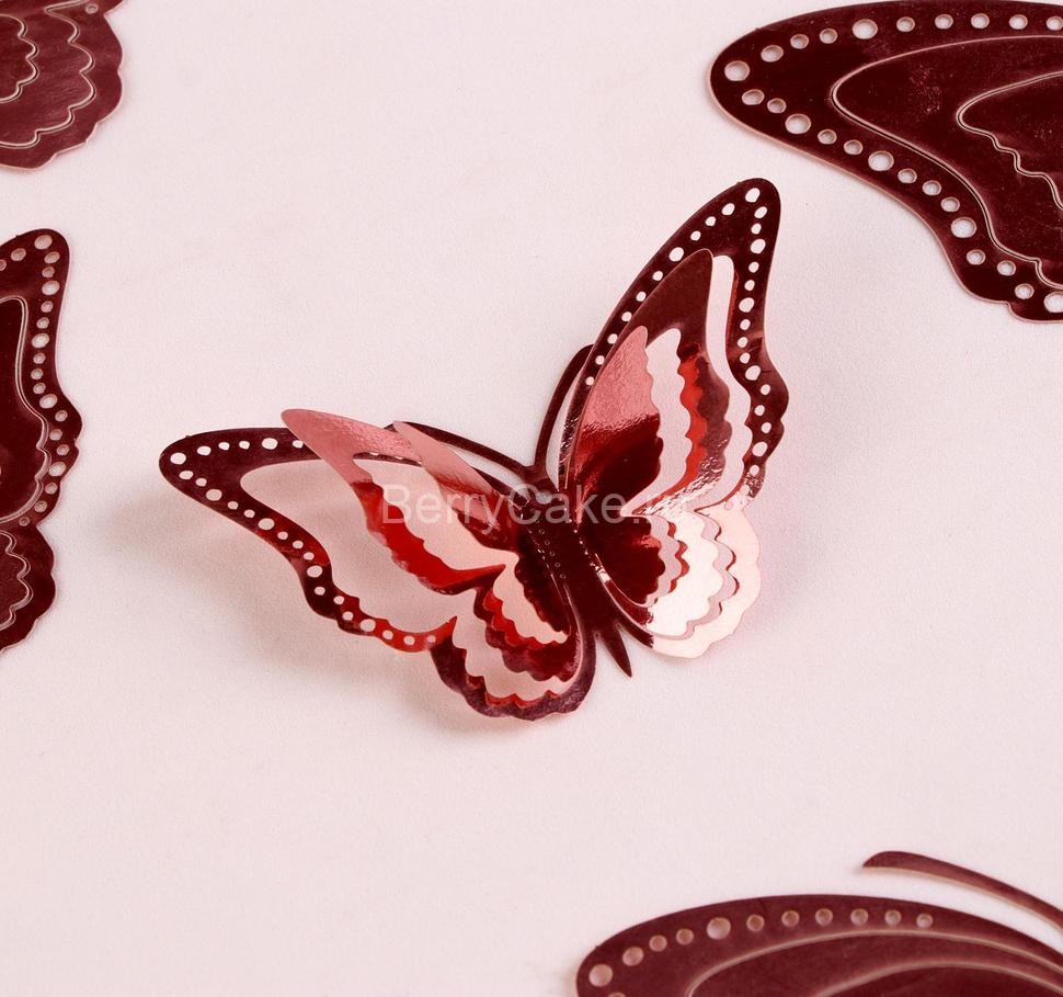 Набор для украшения «Бабочки», 12 штук, цвет розовое золото