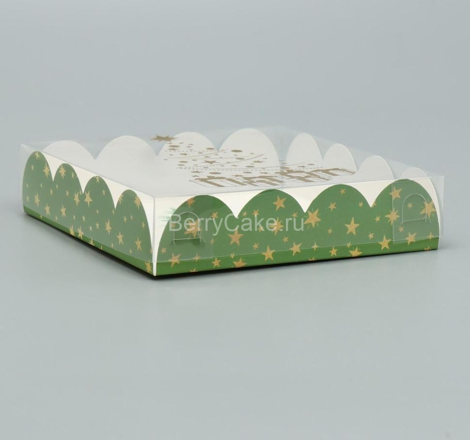 Коробка для кондитерских изделий с PVC крышкой «Ёлочка», 13 × 13 × 3 см