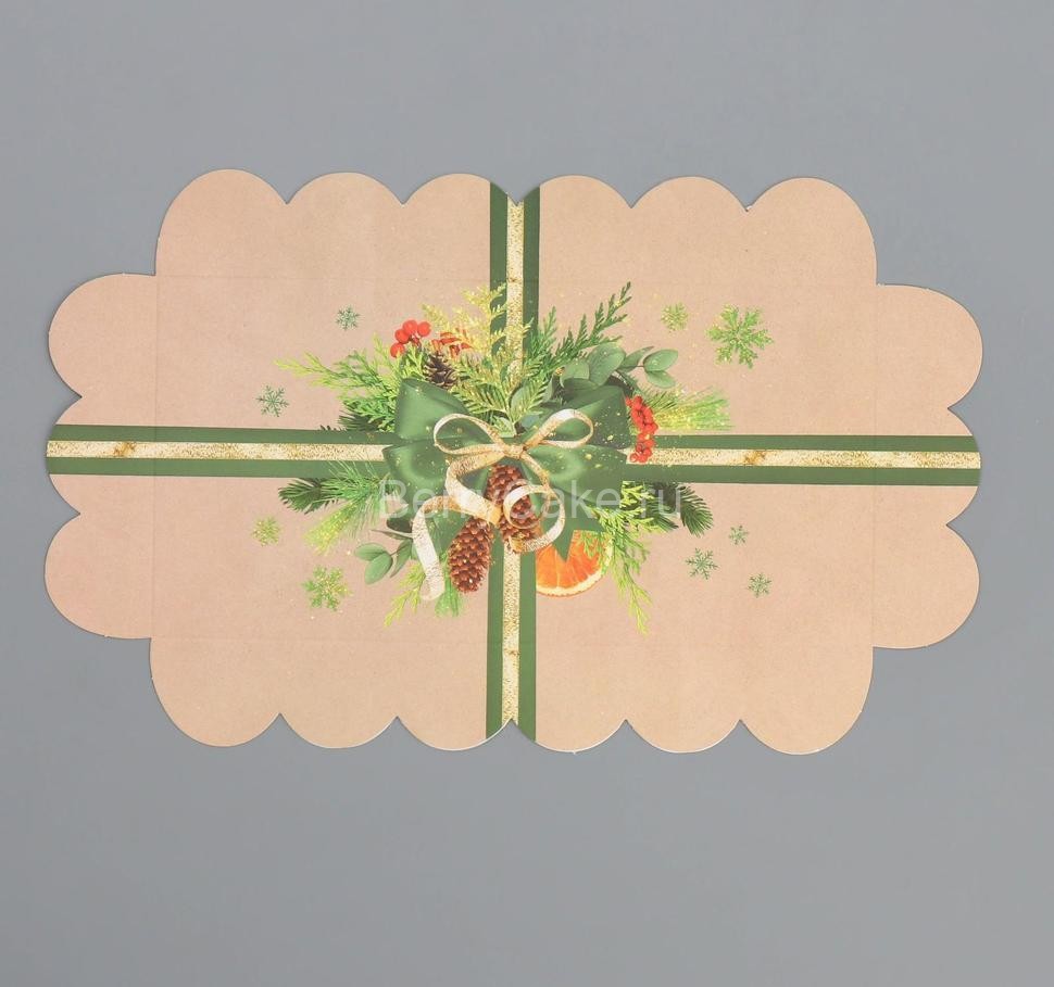 Коробка для кондитерских изделий с PVC крышкой «Мандарины и хвоя», 10.5 × 21 × 3 см