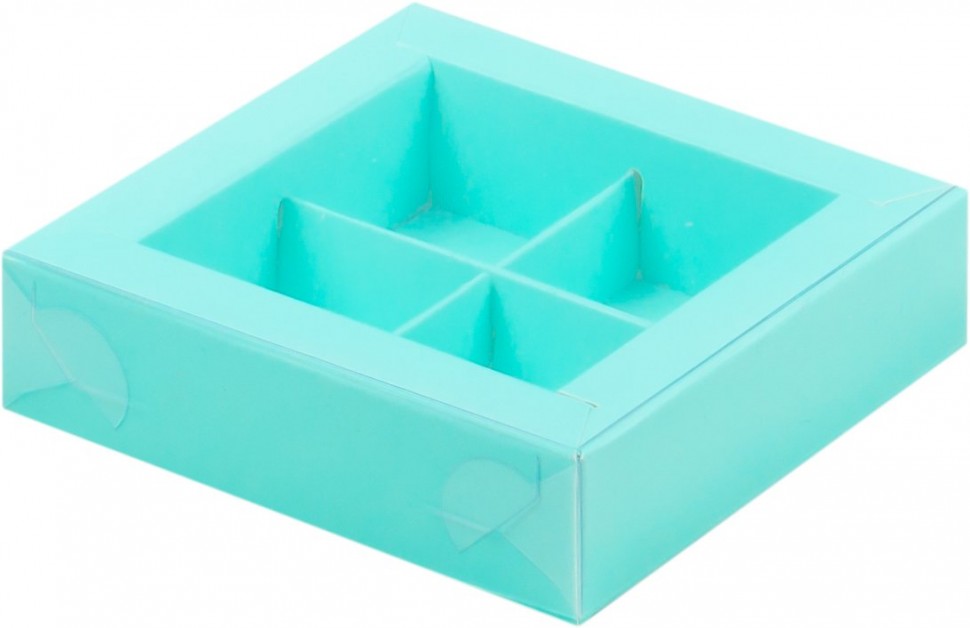 Коробка для 4 конфет Тиффани 12х12х3.5 см. (РУК)