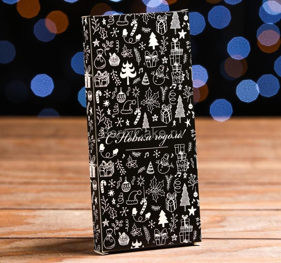 Подарочная коробка под плитку шоколада с окном "С новым годом", 17,1 х 8 х 1,4 см