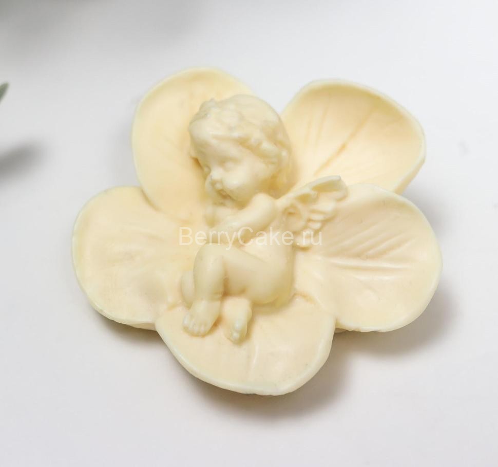 Молд силикон "Ангелочек на цветке" 4,5х4,5х2,5 см