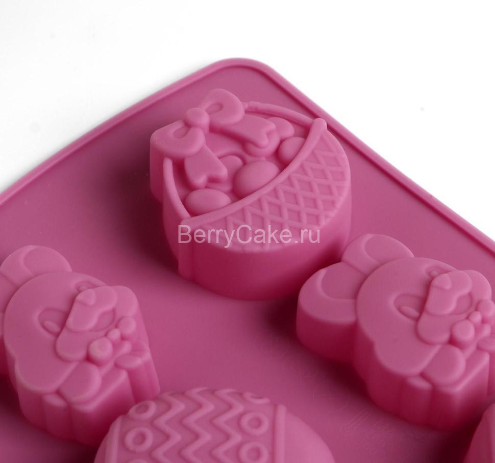 Силиконовая форма для выпечки «Пасхальная композиция», розовая, 11.6 × 22.5 см