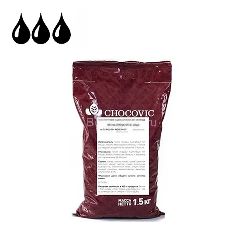 Шоколад Chocovic молочный 35,9 % 1 кг (CHM-11929CHVC-26B)