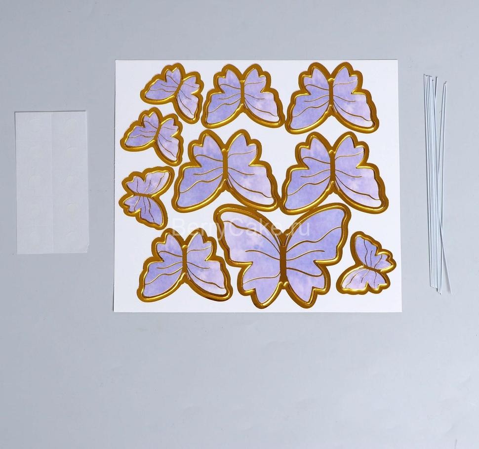 Набор для украшения торта «Бабочки» 10 шт., цвет фиолетовый