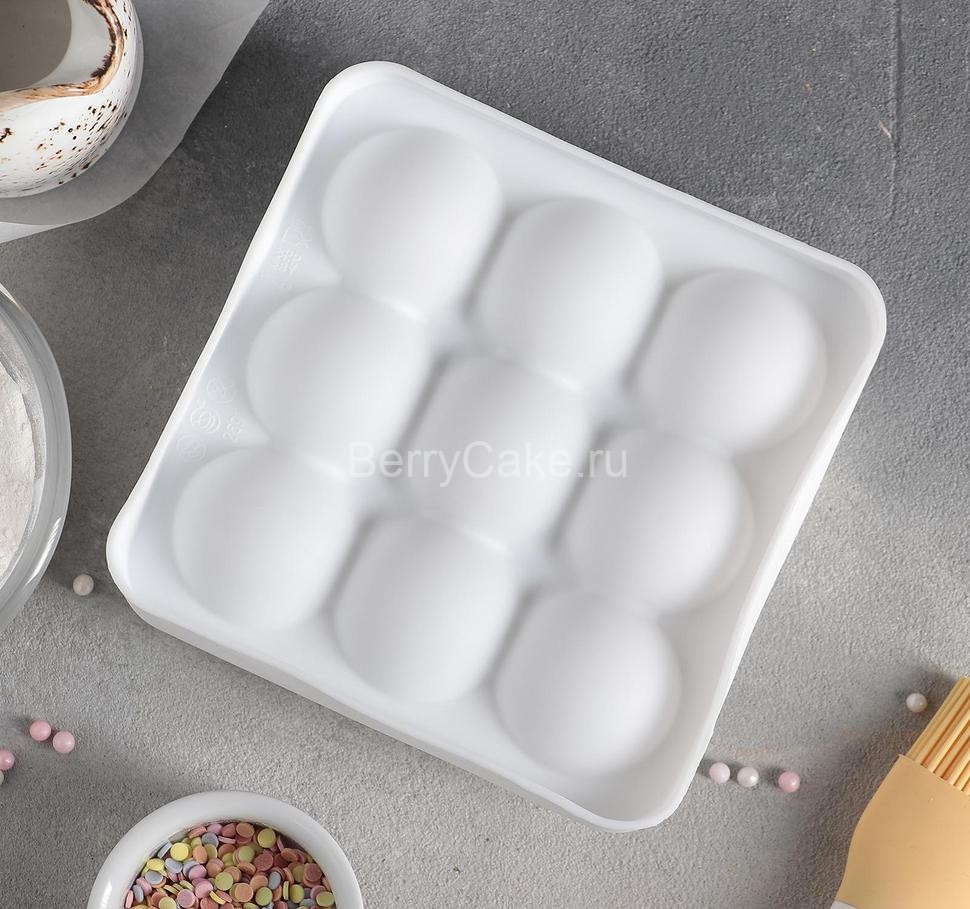 Форма для муссовых десертов и выпечки 14,8×4,1 см "Сладкие шарики", цвет белый