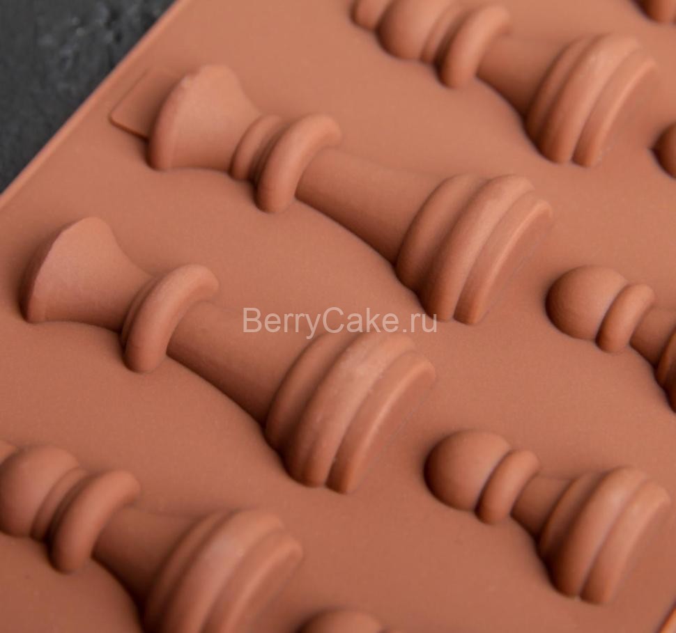 Форма для льда и шоколада 20,6×8,8 см "Шахматы", 16 ячеек, цвет шоколадный