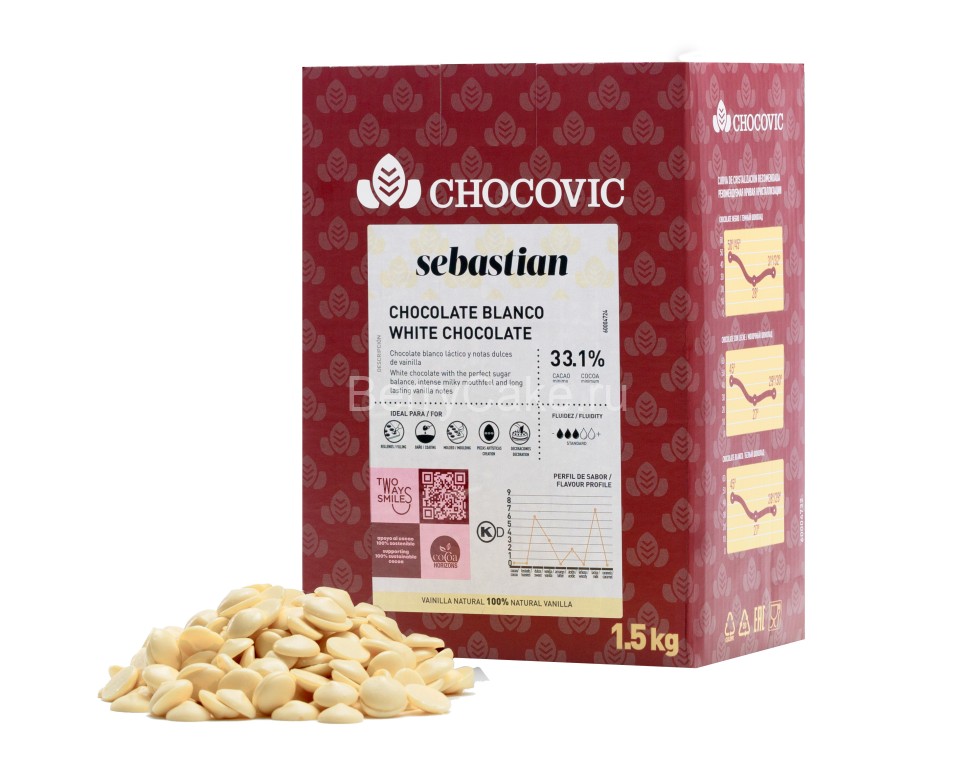 Белый шоколад Chocoviс Sebastian 33,1%, 1 кг.