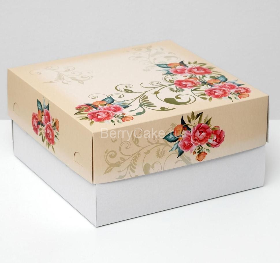 Кондитерская упаковка, короб, "Красные розы" , 30 х 30 см, 2 кг