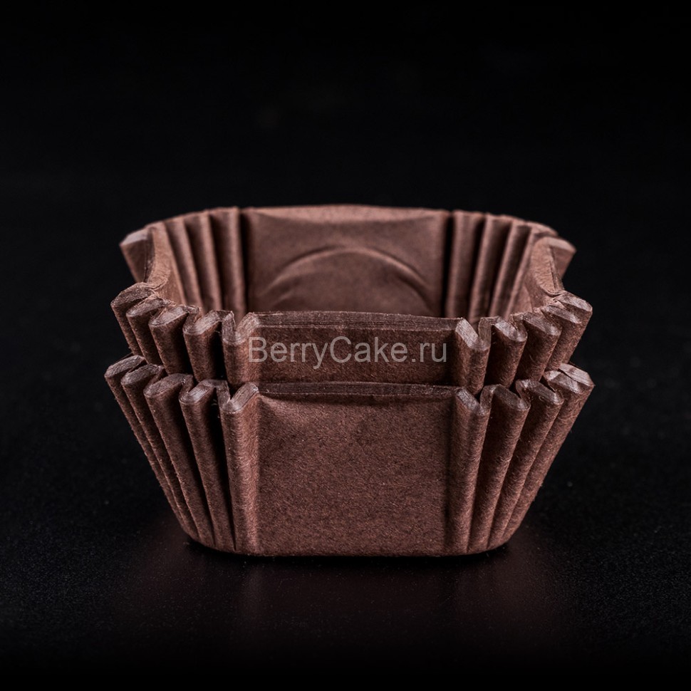 Капсулы для конфет коричневые квадрат. 35*35 мм, h 22 мм, 20 шт.