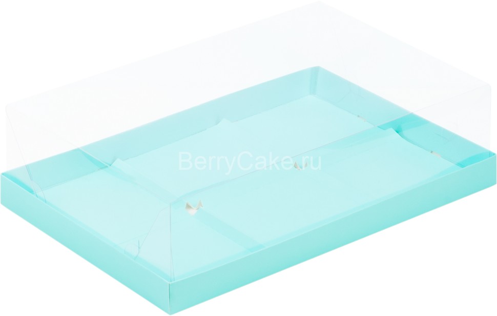 Коробка под муссовые пирожные с пластиковой крышкой 300*195*80 мм (6) (тиффани)