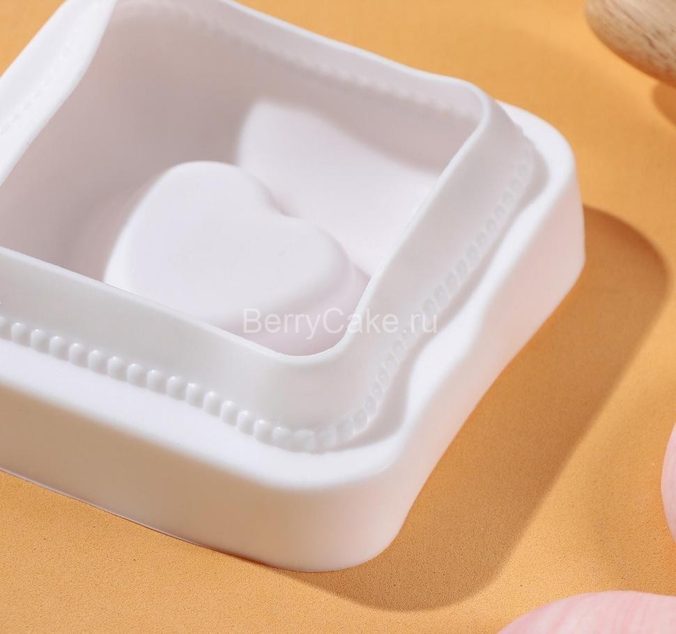Форма для выпечки и муссовых десертов KONFINETTA «Любовь в квадрате», 11,4×12×4,4 см, цвет белый