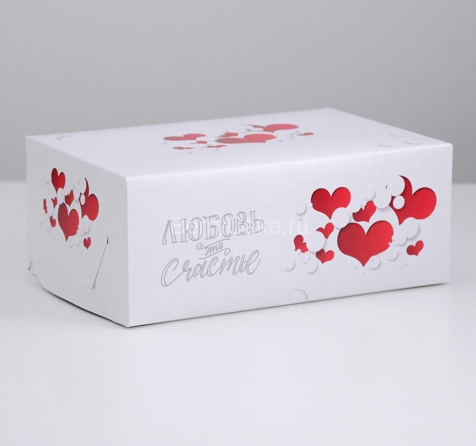 Коробка на 6 капкейков "Любовь это счастье", без окна, 25 х 17 х 10 см