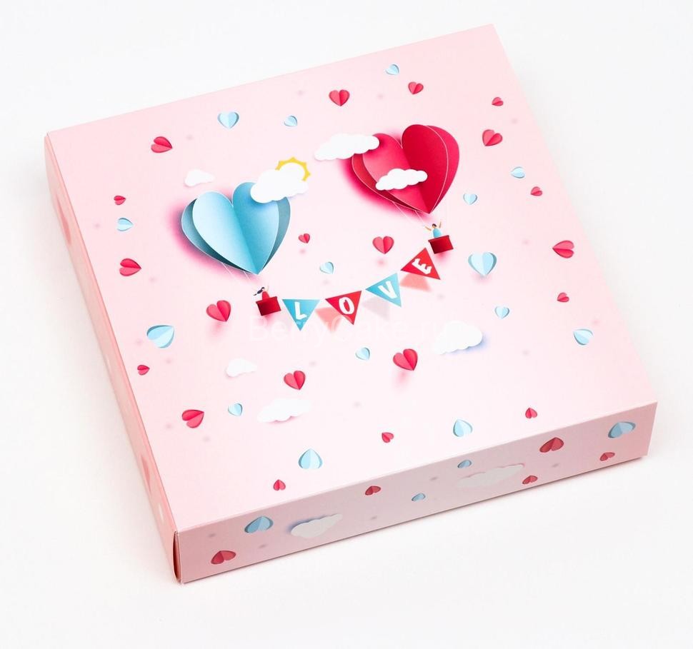 Коробка под 16 конфет «Сердца», 17,7 х 17,7 х 3,8 см