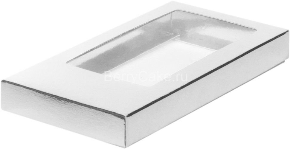 Коробка для шоколадной плитки с окном 180*90*17 мм (серебро) Рук