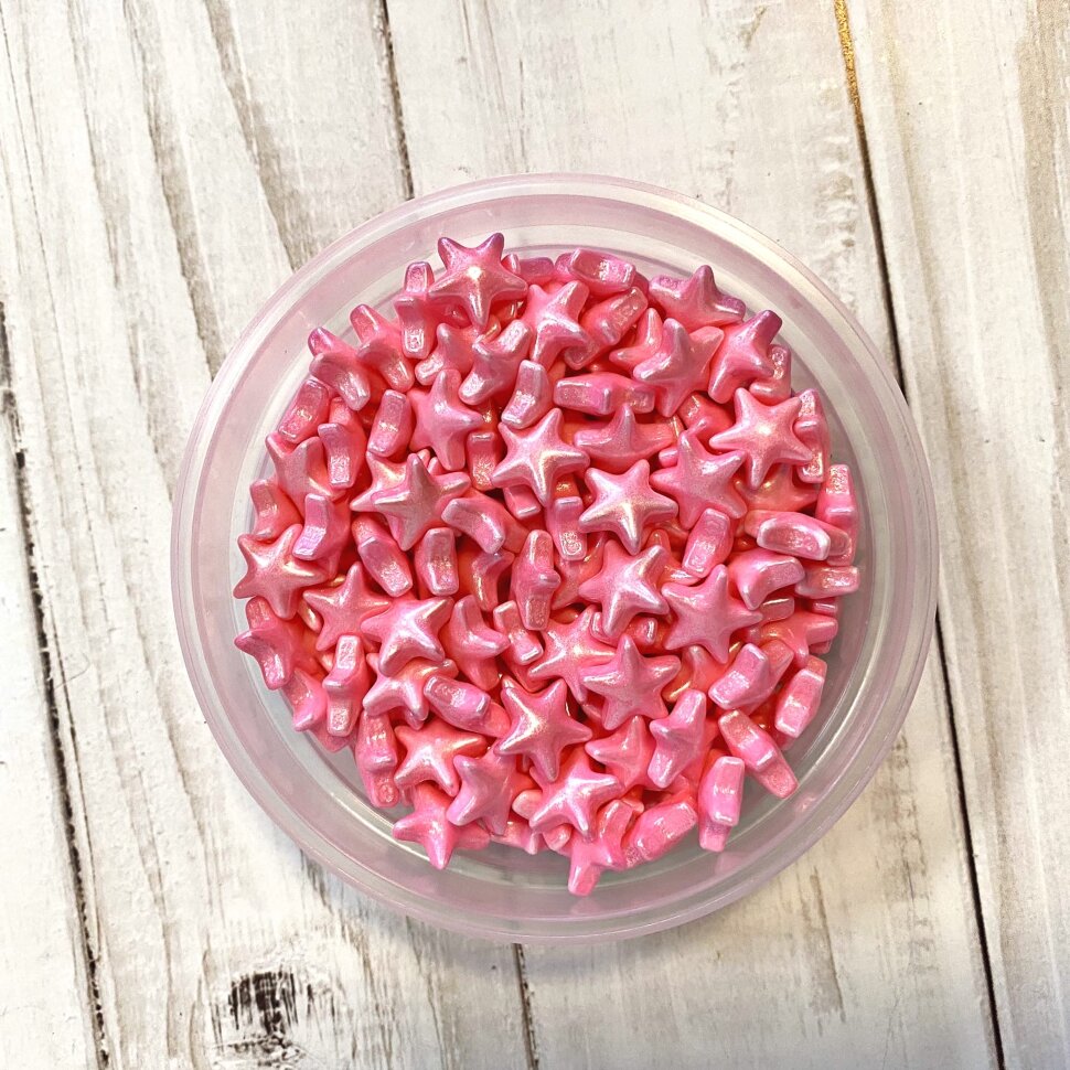 Звездочки StarCake розовые перлам.сахар. 50 гр.