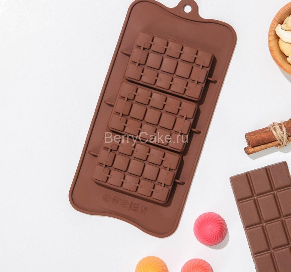 Форма для шоколада «Мини-десерт», 3 ячейки, 22×11×1 см, цвет шоколадный!!