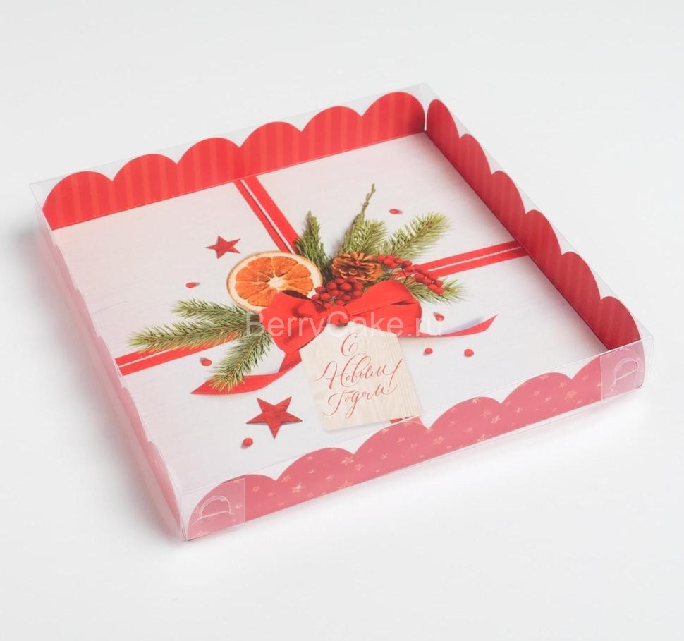Коробка для сладостей «С Новым годом!», 21 × 21 × 3 см