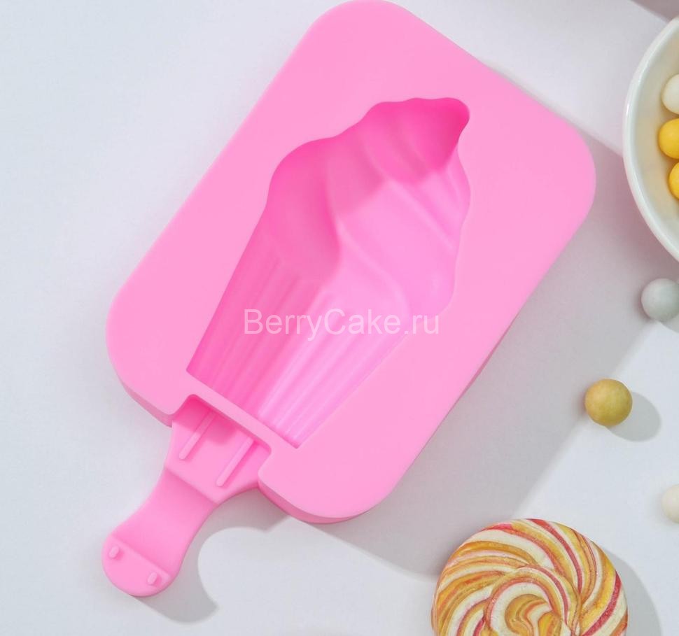Форма для мороженого «Капкейк», 14×7,5×2,5 см, цвет розовый
