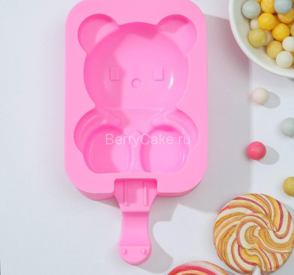 Форма для мороженого «Мишутка», 14×8×2,5 см, цвет розовый