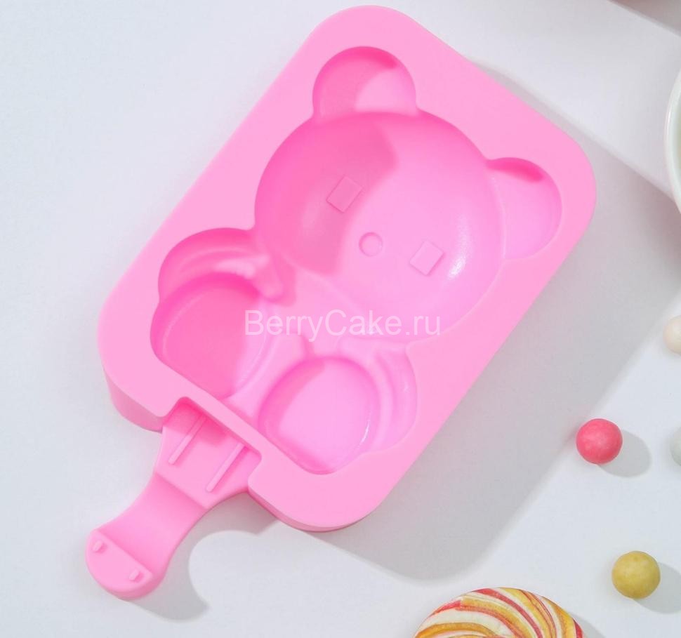 Форма для мороженого «Мишутка», 14×8×2,5 см, цвет розовый