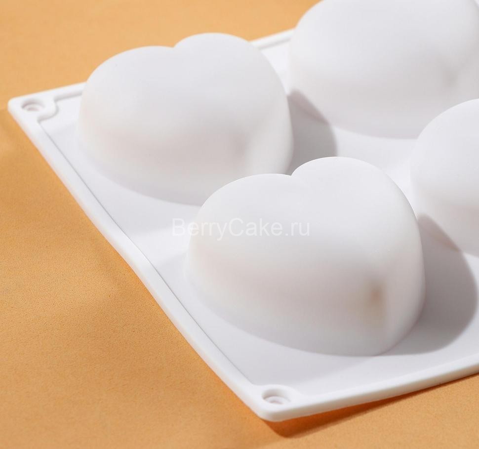 Форма для муссовых десертов и выпечки KONFINETTA «Сердца», 30×17,5×3 см, 8 ячеек, ячейка 6,2×6 см, цвет белый