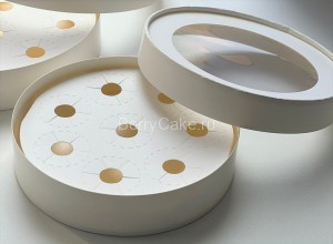 Коробка для конфет круглая с окном диам.165мм выс.35мм (8) (белая) (РУК)