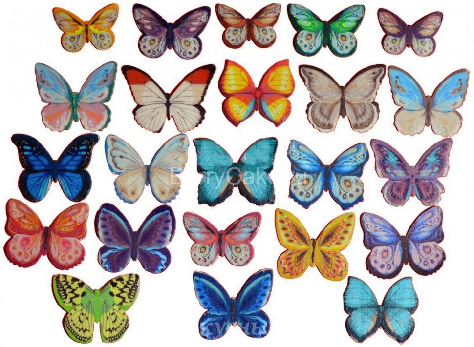 Бабочки вафельные цветные 10 шт.