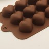 Форма для льда и шоколада, 15 ячеек, 22х11 см "Сердечки", цвета МИКС