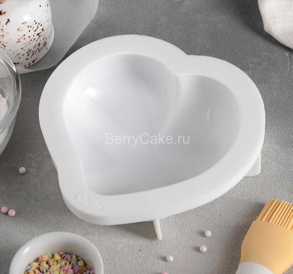 Форма для муссовых десертов и выпечки 17,5×4,7 см "Сердце малое", цвет белый