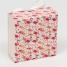 Подарочная коробка сборная с окном "Фламинго на белом", 11,5 х 11,5 х 5 см