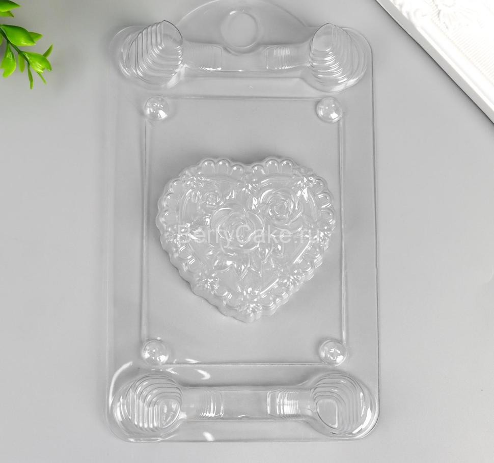 Пластиковая форма для мыла "Сердце в розах"!!