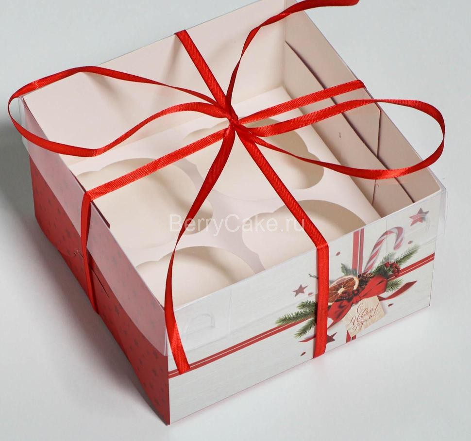 Коробка для капкейка «С Новым Годом!», 16 × 16 × 10 см