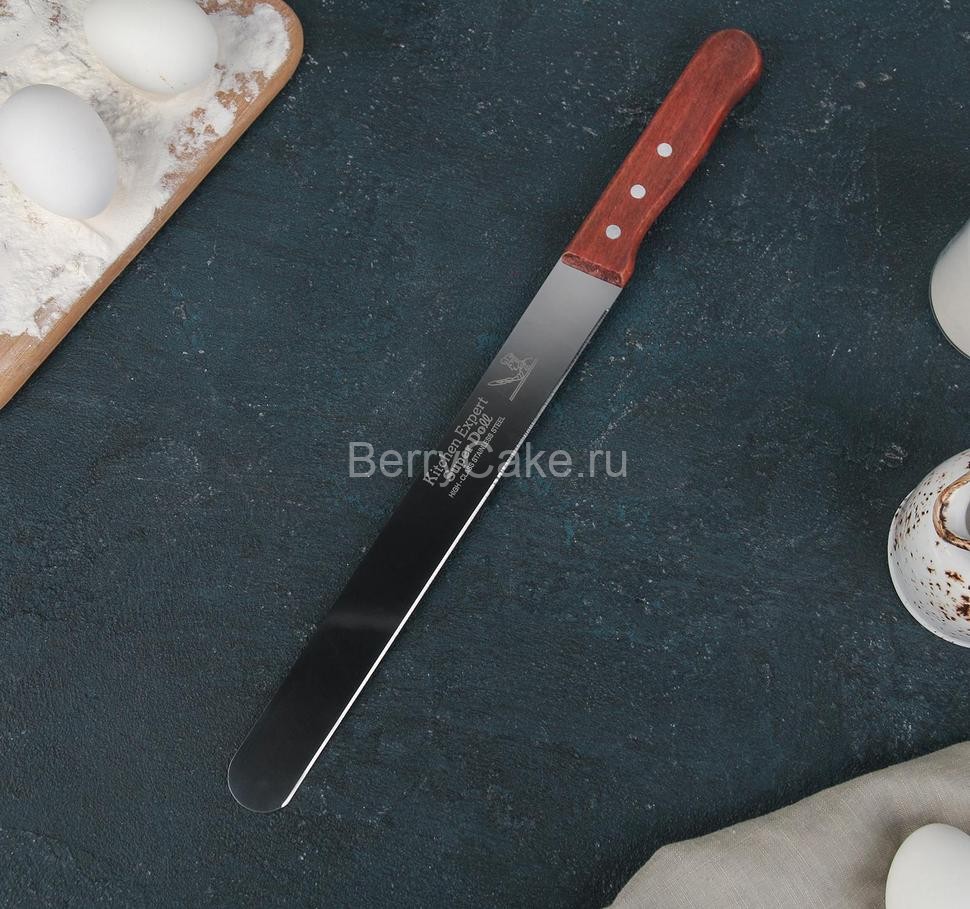 Нож для бисквита, ровный край, ручка дерево, рабочая поверхность 25 см (»10»)