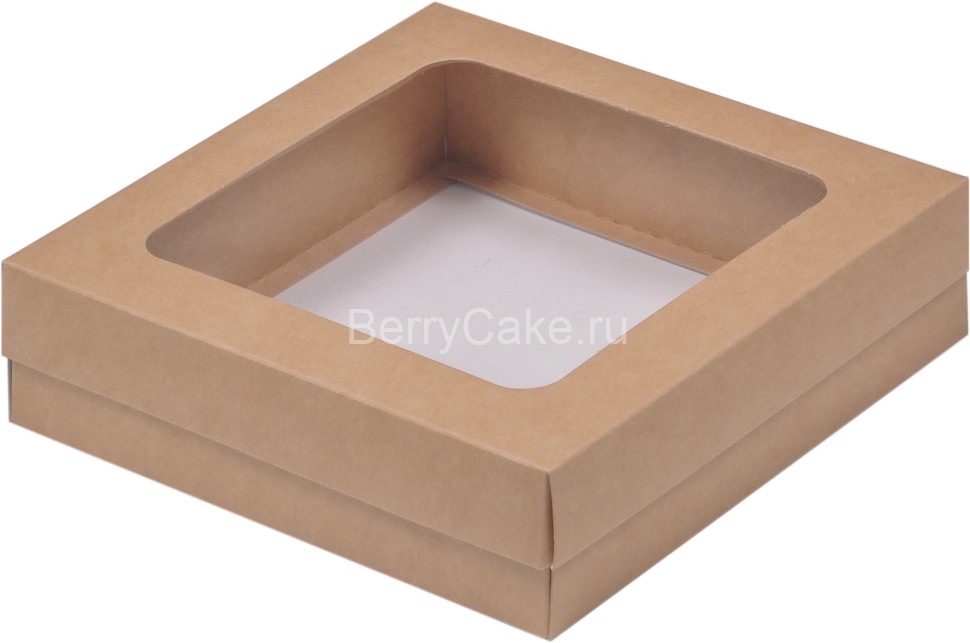 Коробка для клубники в шоколаде  150*150*40 мм (крафт) (РУК)