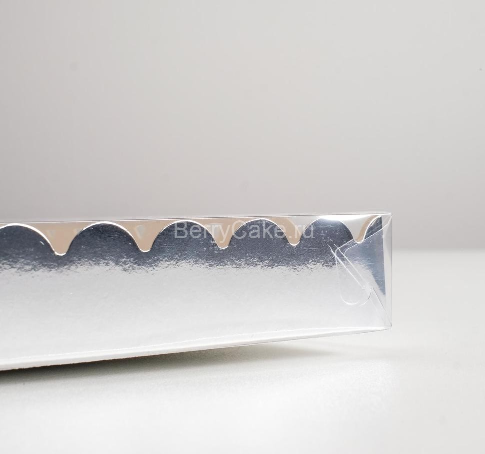 Коробочка для печенья с PVC крышкой, серебряная, 23,5 х 30 х 3 см