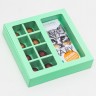 Коробка под 8 конфет + шоколад, с окном, мята, 17,7 х 17,85 х 3,85 см