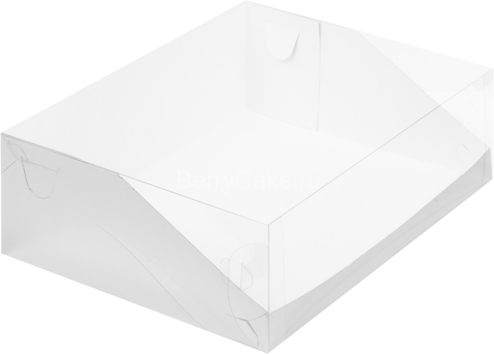 Коробка для торта с пластиковой крышкой Белая, 310*235*100 мм (РУК)