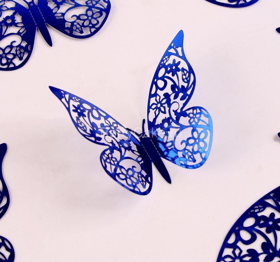 Набор для украшения «Бабочки», 12 штук, цвет синий