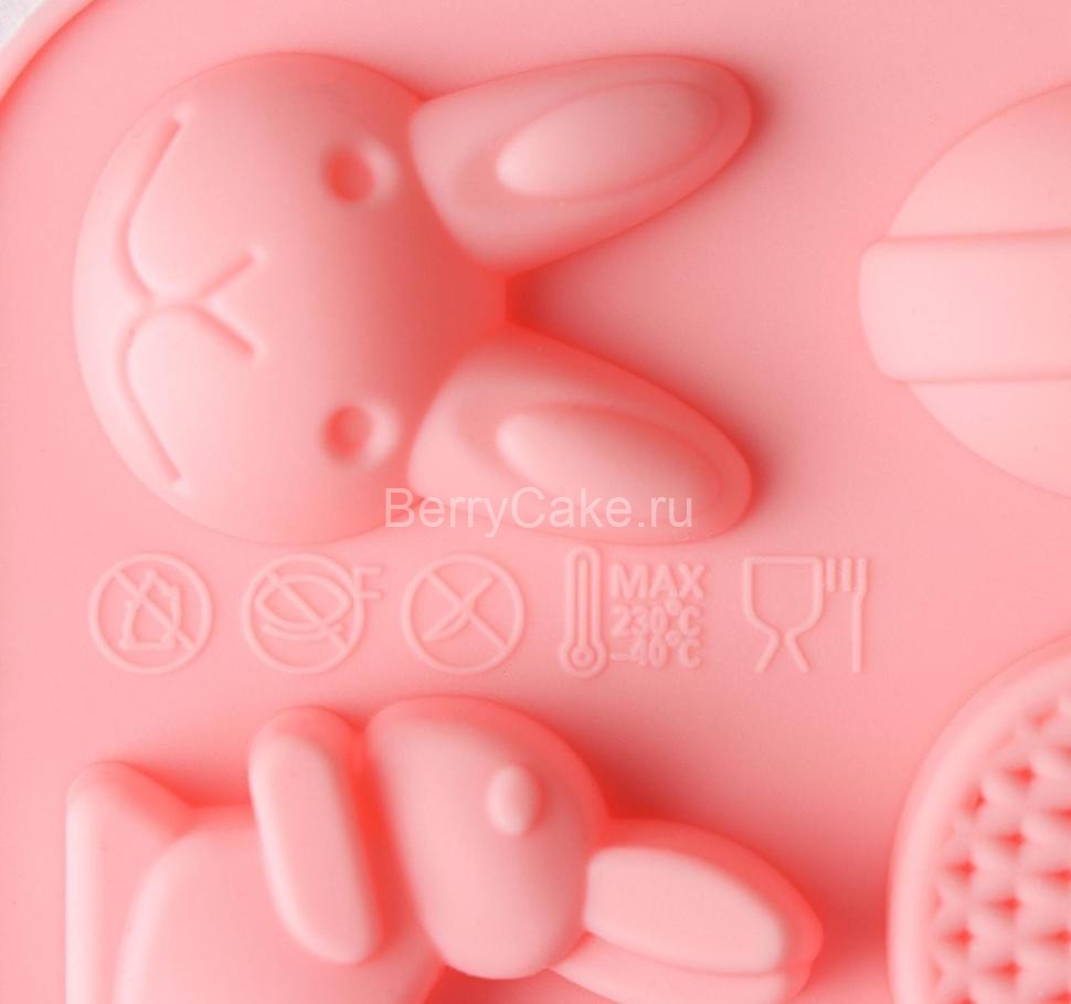 Форма для льда и кондитерских украшений «Пасхальные кролики», 18 ячеек, 19×12,5×1см, цвет розовый