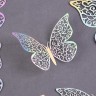 Набор для украшения «Бабочки», 12 штук, голография, цвет серебро