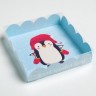 Коробка для кондитерских изделий с PVC крышкой «Пингвин», 13 х 13 х 3 см