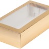 Коробка для макарон и др.кондитерской продукции 210 х110 х 55 ЗОЛОТО с прямоугольным окошком