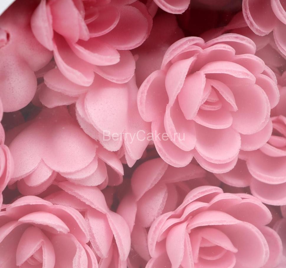 Вафельные розы малые, сложные, розовые 5 шт.