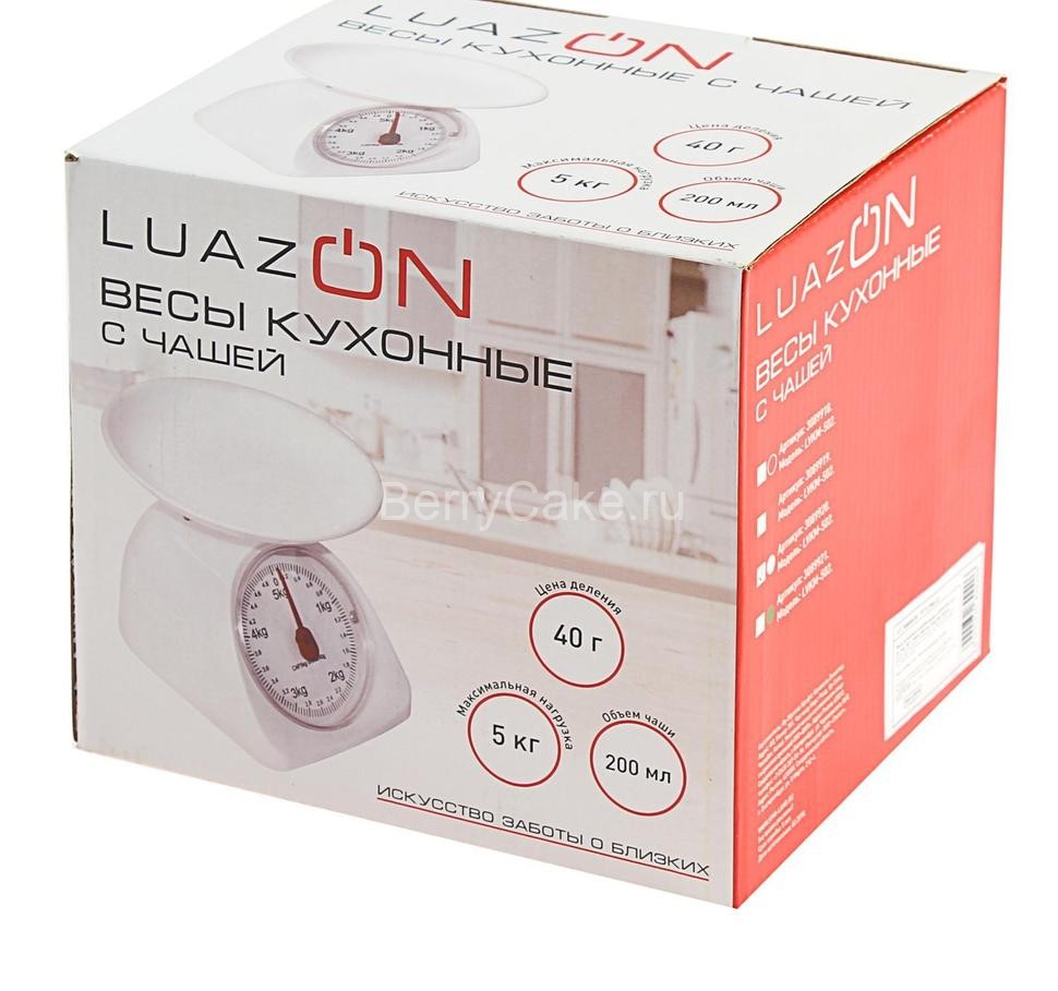 Весы кухонные LuazON LVKM-502, механические, до 5 кг, чаша 200 мл, белые