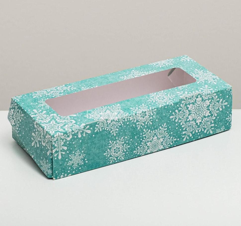 Коробка складная «Снежинки», 17 × 7 × 4 см